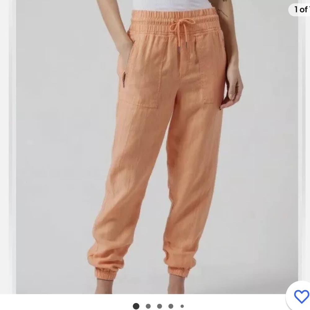 Athleta cabo linen jogger peach size 4 100% linen stretch waist